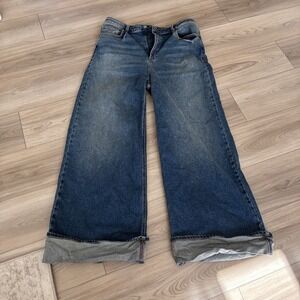 Sneak Peek Women Medium Wash Wide Leg Cuffed Denim Jeans Size W32